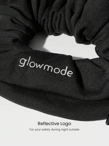 GLOWMODE FeatherFit™ SoftFlex 高彈性髮圈，附隱藏口袋與反光 Logo，適合夏季旅行、健身房運動健身、日常休閒 - 黑與白 - 查看 4