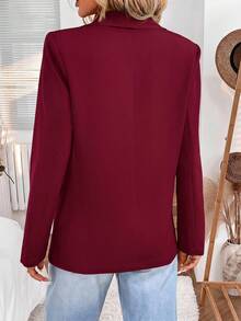 SHEIN LUNE 2024秋冬新款灰綠色女款收腰鈕扣西裝外套，休閒風 - 中紫紅色 - 查看 2