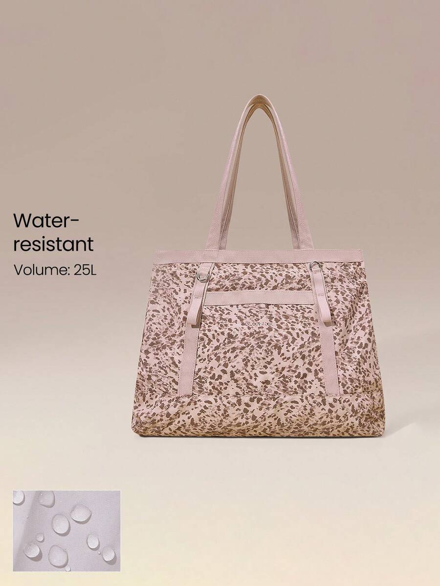 GLOWMODE 25L Maxi Tote Your Glow 防水拉鍊開合 肩背手提包 健身房 工作室 旅行 度假 日常休閒 - 粉色豹紋 - 查看 1