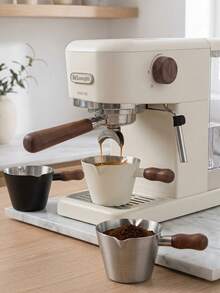 Haus Hana 1PC Stainless Steel Espresso Measuring Cup With Walnut Wood Handle, Dual Spout Coffee Shot Cup With Clear Scale, 3 Colors Small Milk Frothing Pitcher For Espresso Machine, Kitchen Baking & Home Cafe Coffee Bar Accessories - Multicolor - View 1