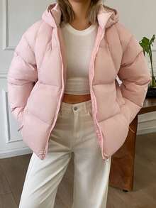 DAZY Women's Winter Casual Versatile Hooded Jacket - Pink - View 5