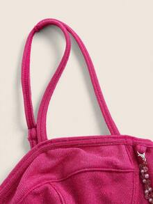 SHEIN ICON Chain Detail Bustier Crop Cami Top - Hot Pink - View 6