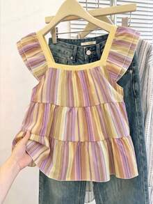 SHEIN Frenchy Women's Casual Striped Ruffle Collar Blouse, Summer,Summer Top Elegant - Multicolor - View 5