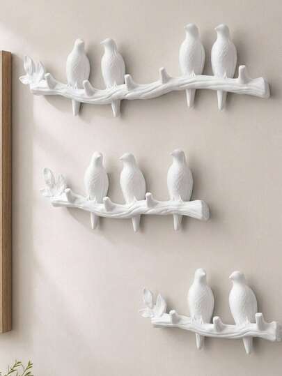 Haus Hana Nordic Bird Shape Wall Hook Rack, Cute Decorative Over Door Coat Hanger, No Drill Adhesive Clothes Hook For Hats, Bags, Towels, Keys, Entryway, Bathroom, Bedroom, Closet, Living Room, Apartment, Holiday & Housewarming Gift