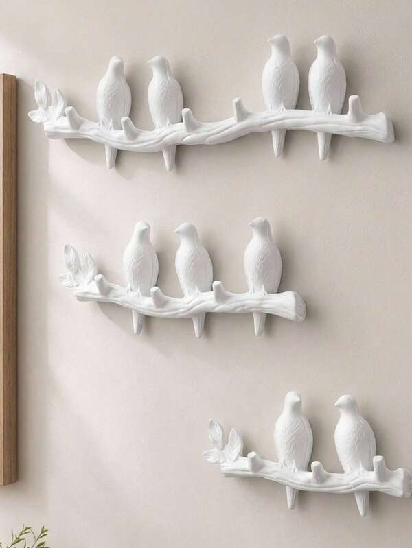 Haus Hana Nordic Bird Shape Wall Hook Rack, Cute Decorative Over Door Coat Hanger, No Drill Adhesive Clothes Hook For Hats, Bags, Towels, Keys, Entryway, Bathroom, Bedroom, Closet, Living Room, Apartment, Holiday & Housewarming Gift