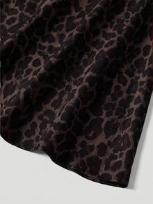 Firerie Plus Size Fashion Commuter Leopard Print Skirt - Coffee Brown - View 6