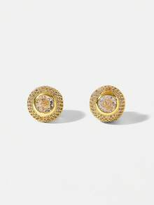 MOTF PREMIUM Anting-anting wanita berkilau kristal safir - Emas - View 5