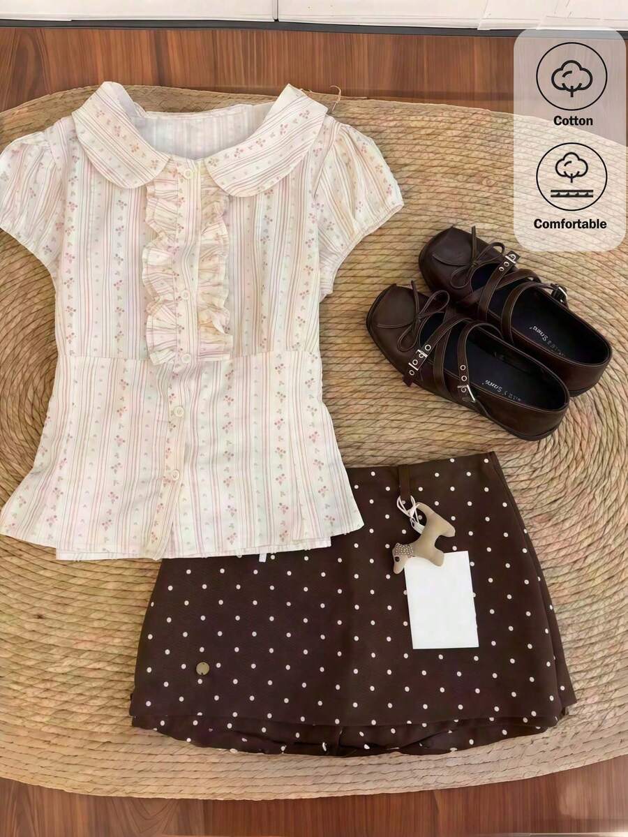 Comfortcana 女款波點休閒百搭日常穿著短褲
