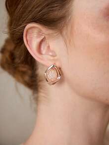 MOTF ROSE GOLD WOVEN MESH DIAMOND GEMSTONE PREMIUM EARRINGS - Rose Gold - View 1