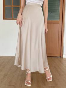 DAZY Women's Satin Skirt, Korean Style For Party Summer Petite - White - View 6