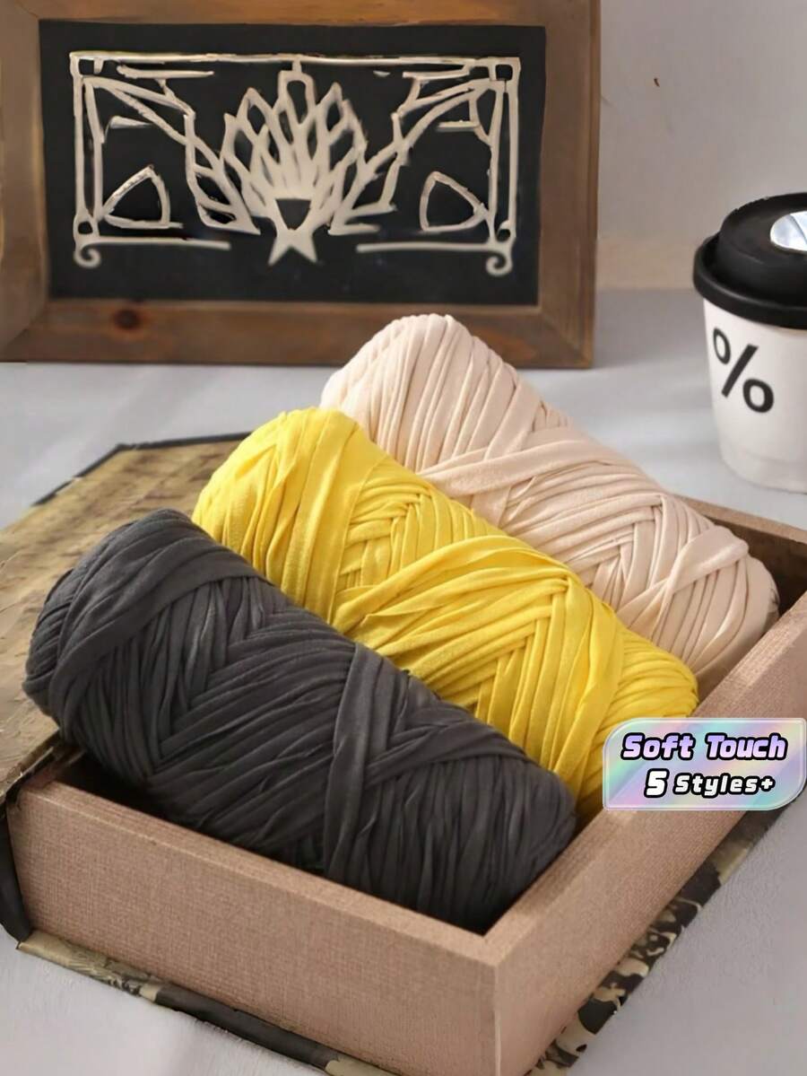 超粗大球團條狀毛線 純色 DIY 手鉤編織材料,適用於包包、毯子、娃娃、手工藝品、帽子及情人節禮物 - 彩色 - 查看 1