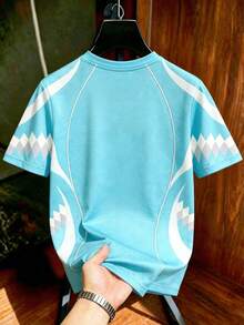 Manfinity Gritte Field Men's Geometric Print Short Sleeve Football Jersey - Multicolor - View 2