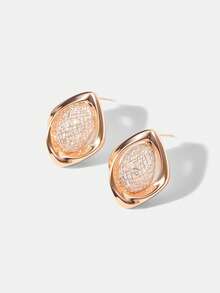 MOTF ROSE GOLD WOVEN MESH DIAMOND GEMSTONE PREMIUM EARRINGS - Rose Gold - View 2