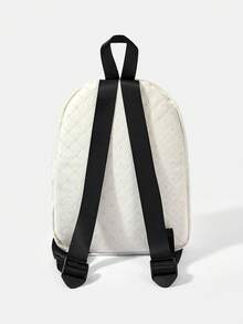 HELLO KITTY AND FRIENDS | SHEIN Off White Quilted Pink Dessert Print Backpack Adjustable Strap Lightweight Student Daypack - Cartoon-2 - View 4
