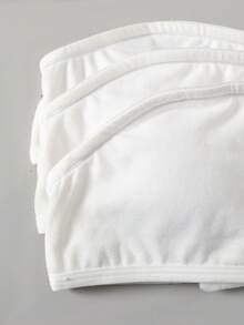 SHEIN Tween Girl Tween Girl Tween Girl Tween Girl Simple Comfortable Soft Skin-Friendly Bandeau Bra With Padding 3pcs Pieces Set White All Season - White - View 4