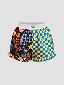 Chillnights Young Colorblock Leopard Print & Sun Graphic Frill Trim 2 Pieces Women's Pajama Bottoms - Multicolor - View 3
