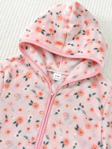 SHEIN Baby Girl Ditsy Floral Hooded Jacket - Pink - View 6