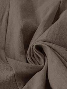 SHEIN EMERY ROSE CURVE Plus Size Women Cotton Fold Over Hem Solid Color Pockets Casual Pants Fall - Brown - View 6