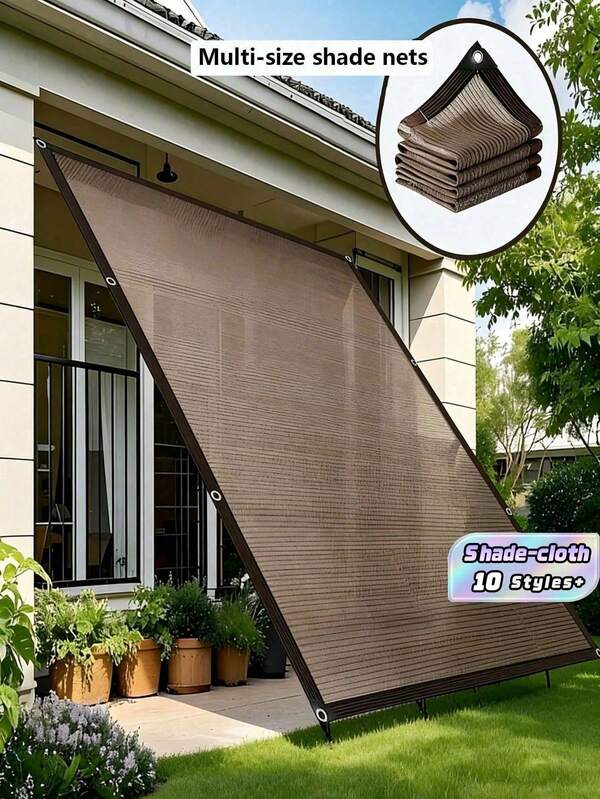 High-Quality Shade Cloth With Eyelets, Durable, Tear-Resistant, Easy To Install, UV-Resistant; Brown High-Density Polyethylene (HDPE) Shade Cloth, Canvas Gazebo Shade Cloth And Privacy Screen, Suitable For Outdoor Patios, Gardens, And Gazebo Shading.