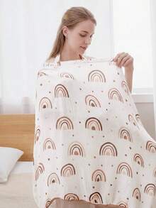 Cozy Pixies 1 Oeko-Tex Certified Coffee Rainbow Print Pattern Mother Nursing Gown, Soft And Fashionable, Light And Thin For Daily Use - Multicolor - View 4