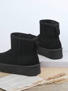 SHUZIA Women Fashion Boots Plain Slip on Fashionable - Hitam - View 3