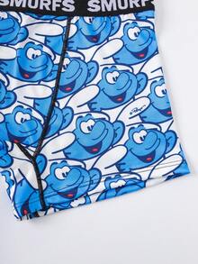 SHEIN X The Smurfs Women's Letter Print Casual Everyday Hipster Panties - Blue and White - View 4