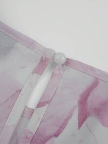 Yasmyna Abito lungo a maniche lunghe con stampa digitale intrecciata rosa, con bordo in pizzo bianco, silhouette a vita stretta e linea ad A, elegante stile romantico arabo, adatto per primavera/estate - Rosa - Visualizzare 13