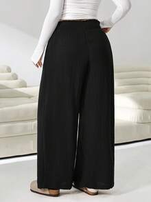 Solflare Pantalones de talla grande casuales versátiles de unicolor - Negro - Ver 2