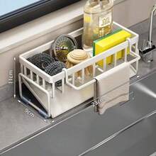 Kitchen Storage Rack, Sink Cloth Holder, Draining Rack For Dishwater, Carbon Steel Faucet, Storage Rack For Dishwashing Detergent, Steel Wire Ball For Cleaning, All-In-One Handy Device. - A - View 13