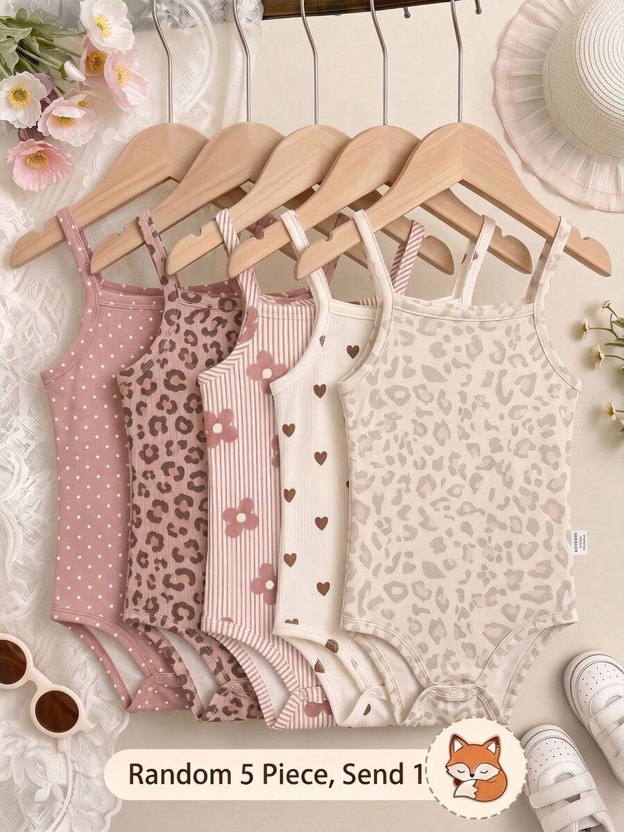 Baby Girl Casual Spaghetti Strap Romper Suitable For Spring And Summer - Multicolor - View 1
