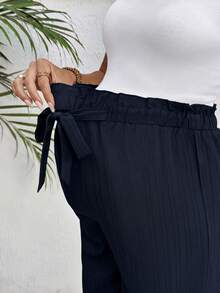 SHEIN Maternity Solid Color Casual Versatile Everyday Long Pants - Navy Blue - View 3