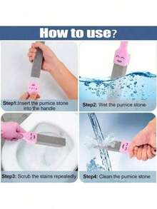 3/2/1 Piece Bathroom Cleaning Stone With Handle, Heavy Duty Stain Removal For Toilet, Grill, And Tile, Pink And Yellow/Purple - Multicolor - View 10