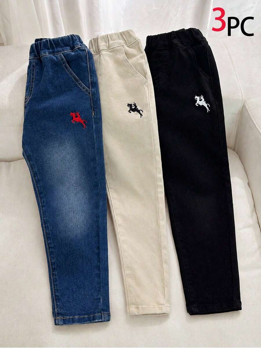 SHEIN 3件裝小男孩牛仔褲 - 彩色 - 查看 1