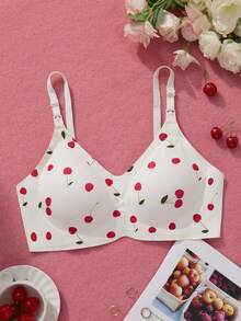 SHEIN Plus Size Maternity Cherry Print Nursing Casual Everyday Bra - Multicolor - View 6