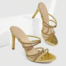 CUCCOO SZL Women's Elegant Gold Heeled Sandals With Rhinestone Straps For Evening Parties And Special Occasions - Gold - View 4