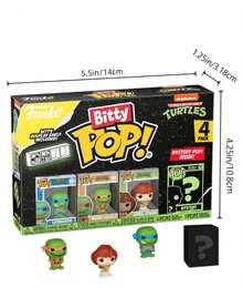 Funko Bitty Pop! Nickelodeon TMNT 4 Packs Mini Vinyl Figure Set, Leonardo Michelangelo April O'Neil With Random Hidden Character, Display Shelf Included, Green Black Box Collectible - Multicolor - View 5