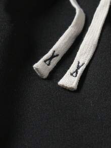 PAVTROS 男士青年街頭休閒毛巾刺繡連帽衛衣與運動長褲套裝 - 黑色 - 查看 8