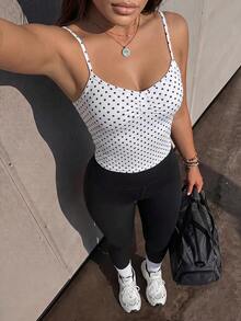 Pariaura Women's Black And White Polka-Dot Print Camisole Top - Multicolor - View 5