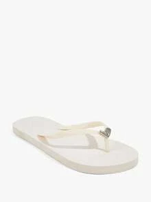 Grefit Women's Flip-Flops, Summer Open-Toe Slippers, Round Toe Simple Solid Color Flip-Flops, Vacation Beach Shoes - Apricot - View 11