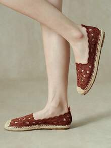 Styleloop 女款平底漁夫鞋 草編涼鞋 波希米亞風 清涼 度假沙灘 日常約會休閒優雅 夏季旅行 - 咖啡棕 - 查看 9