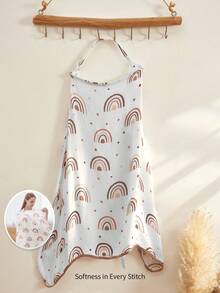 Cozy Pixies 1 Oeko-Tex Certified Coffee Rainbow Print Pattern Mother Nursing Gown, Soft And Fashionable, Light And Thin For Daily Use - Multicolor - View 1
