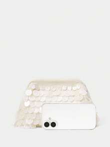 SHECARRY Ladies Beige Clutch Bag, Exquisite And Elegant Acrylic Disc Decoration, For Parties, Dates, Festivals, Vacations, Seaside, Beach, Bohemian - Beige - View 5