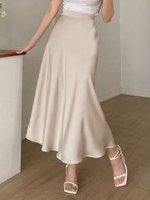 DAZY Women's Satin Skirt, Korean Style For Party Summer Petite - White - View 3