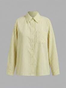 SHEIN LUNE 女款白色與黃色、白色與黑色襯衫、長褲與背心三件套；休閒秋冬/專業夏季早午餐 - 黃色 - 查看 5