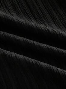 HIMLAND 男士休閒單排扣紋理牛仔短袖襯衫 - 黑色 - 查看 5