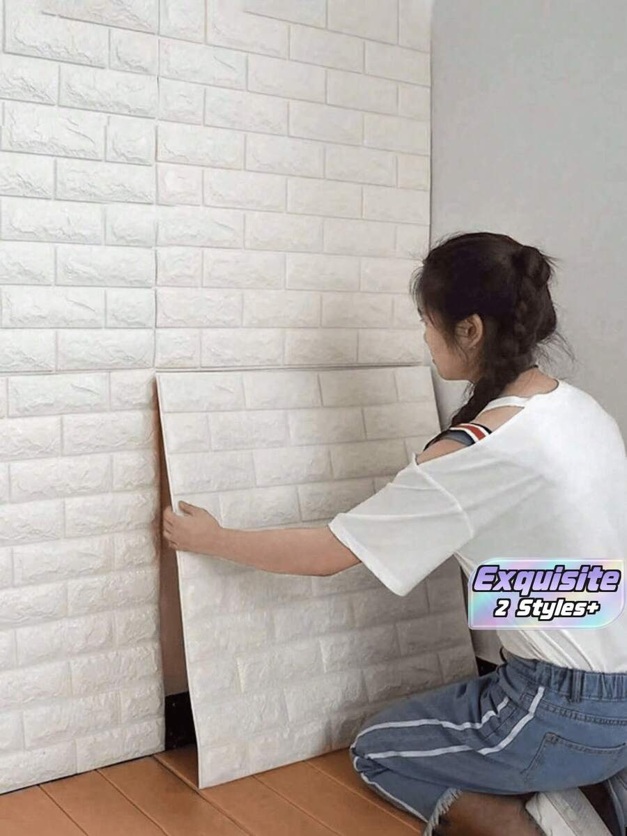 20/30pcs Remove Self-Adhesive Wallpaper 3D Waterproof PVC Foam Wallpaper Moisture-Proof Resistant Easy To Paste Room Bedroom Living Room Bathroom Nursery, Fun, Bohemian Style, Rental Home Family Office Wall - multicolor - View 1