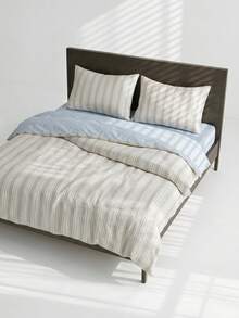 Veyra Day 3pcs 100% Polyester Vintage Boho Style Minimalist Stripe Printed Duvet Cover Set, 2 Pillowcases + 1 Duvet Cover (No Fitted Sheet, No Inner Core), All-Season Available, Machine Washable - Multicolor - View 8