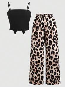 SHEIN Tween Girls Leopard Print Tank Top And Pants Co-Ord Set - Multicolor - View 6