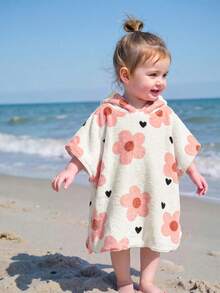SHEIN Jaket Berkerudung Motif Bunga Nyaman dan Serbaguna untuk Bayi Perempuan, Pakaian Santai Musim Gugur - Putih - View 1