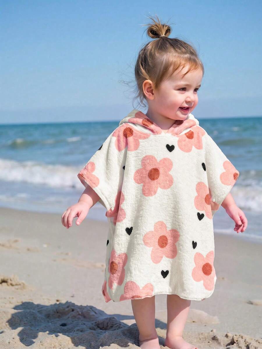 SHEIN Jaket Berkerudung Motif Bunga Nyaman dan Serbaguna untuk Bayi Perempuan, Pakaian Santai Musim Gugur - Putih - View 1